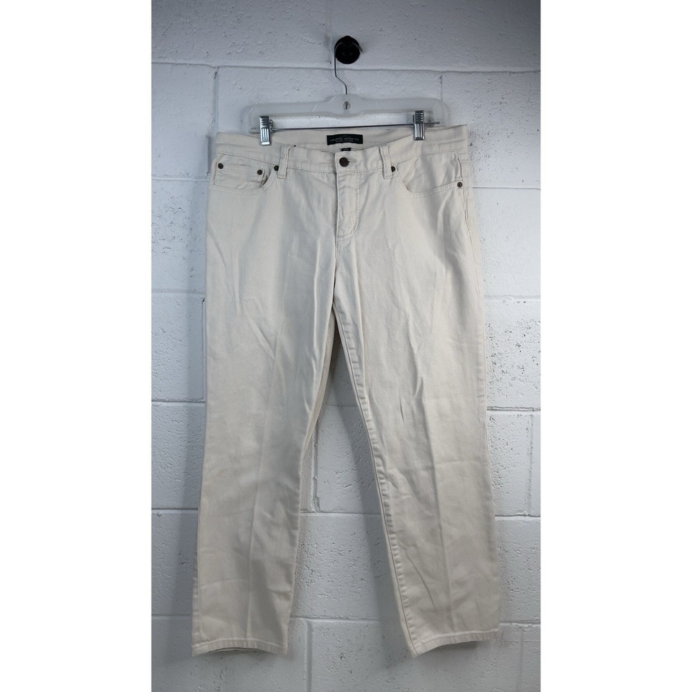 Lauren Ralph Lauren Modern Straight Beige Denim Jeans Cotton Stretch Size 12